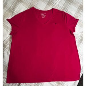 Just My Size Women's 3XL Pink V-Neck Short Sleeve T-Shirt Casual